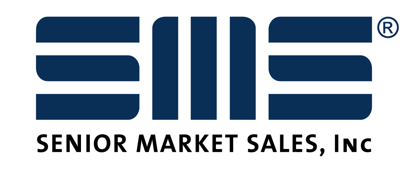 Dark Blue logo of a company called "SMS Senior Market Sales, INC" - first priority insurance