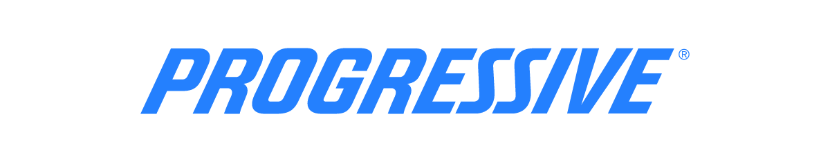 Blue Logo of a company called "PROGRESSIVE" - first priority insurance