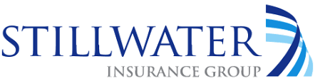 Logo of a company called "Stillwater Insurance Group with a 3 lined blue colored icon on the right" - first priority insurance