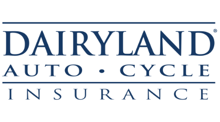 Logo of a company called "Dairyland Auto -Cycle Insurance" - first priority insurance